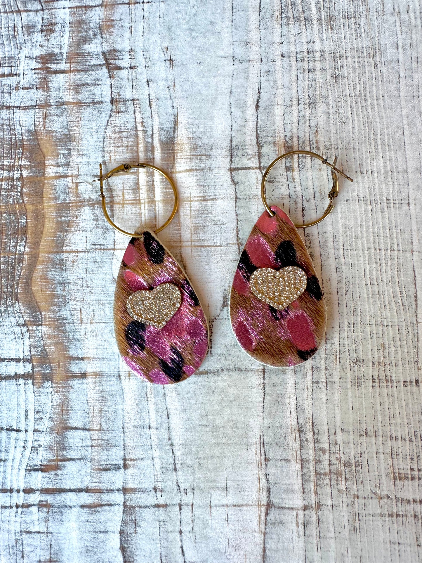 Heart hide earrings