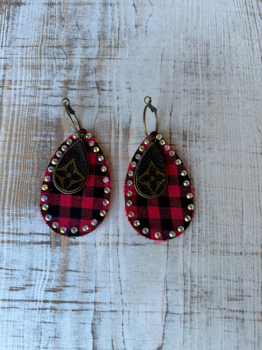 Red buffalo plaid earrings